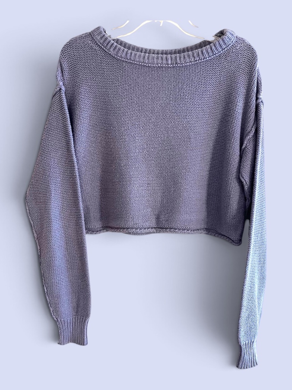 Free People We the Free Pale Lavender Cotton Cropped Sweater Size XS